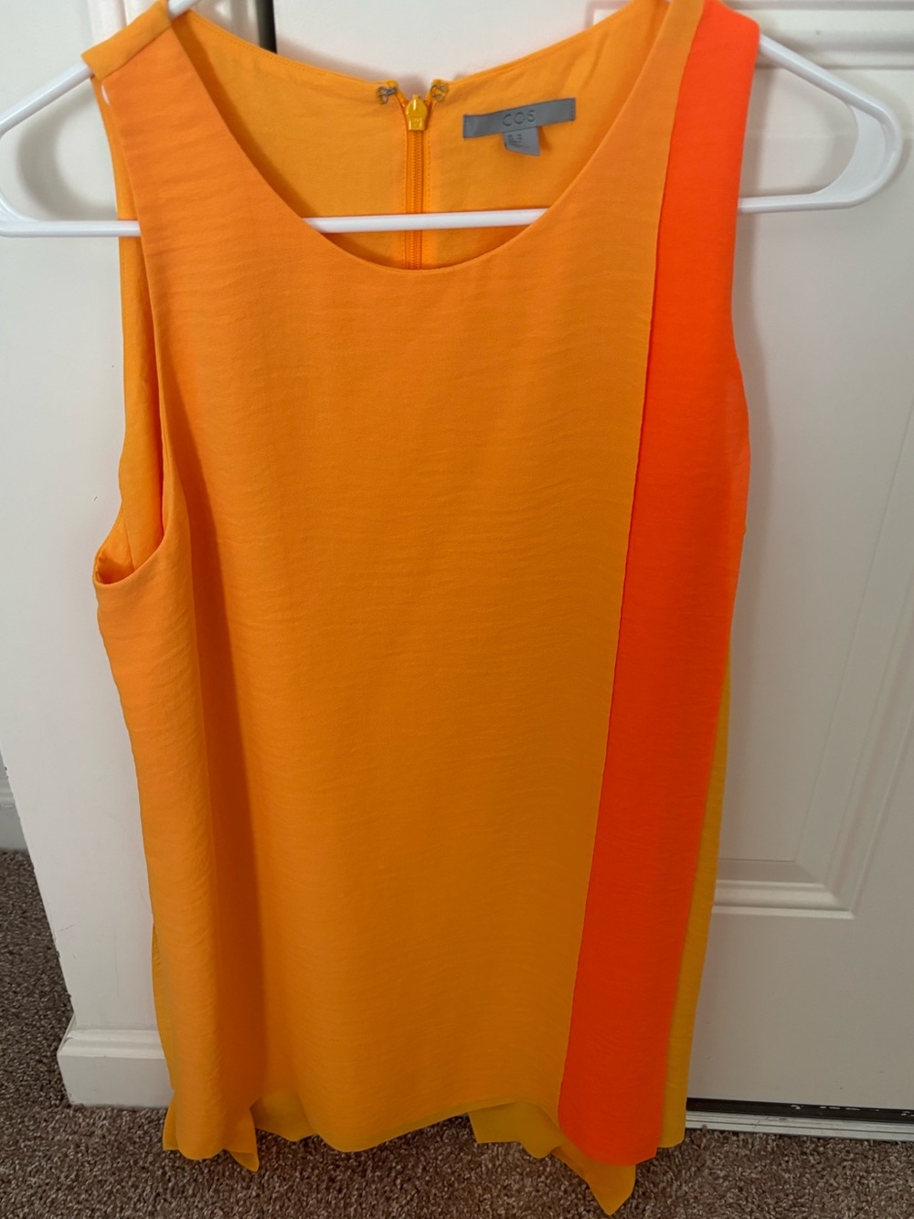 COS Two-Tone Orange drape top with Neon Stripe